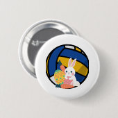 Grappig paashaas met volleybal bal ronde button 5,7 cm (Voorkant /achterkant)