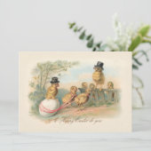 Grappig paaskip in tophoeden feestdagenkaart (Staand voorkant)