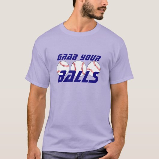 Grappig "Pak je ballen" met Baseballetjes T-shirt (Voorkant)