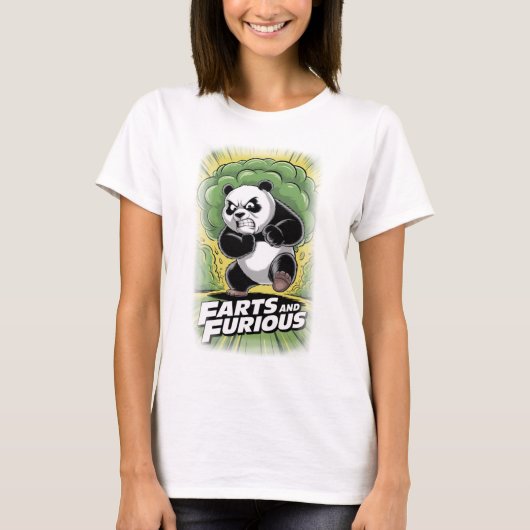Grappig Panda-ontwerp over Winderigheid op een Zwa T-shirt (Voorkant)