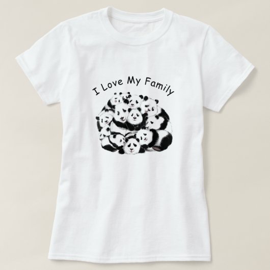 Grappig Panda T-shirt met tekst I Love My Family (Design voorkant)