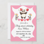 Grappig panda-thema baby shower uitnodiging ontwer (Voorkant)