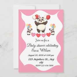 Grappig panda-thema baby shower uitnodiging ontwer