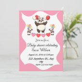 Grappig panda-thema baby shower uitnodiging ontwer (Staand voorkant)