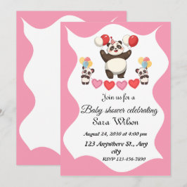 Grappig panda-thema baby shower uitnodiging ontwer