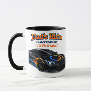Grappig papa auto shirt – papa's rit sneller dan z mok