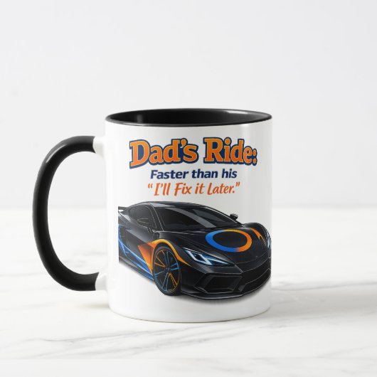 Grappig papa auto shirt – papa's rit sneller dan z mok (Links)