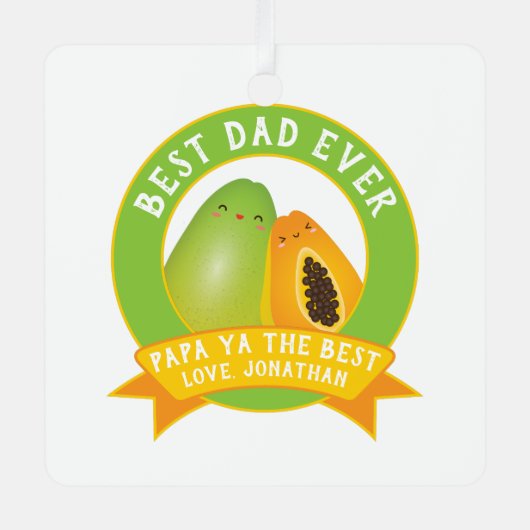 Grappig Papa Ya De Beste Schattigee Vader en Zoon Metalen Ornament (Voorkant)