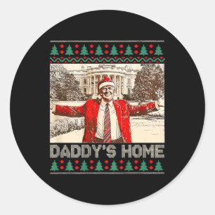 Grappig Papa's Home Trump Lelijke Kerst Xmas Pajam Ronde Sticker