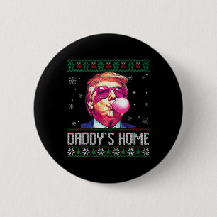 Grappig Papa's Home Trump Lelijke Kersttrui XM Ronde Button 5,7 Cm