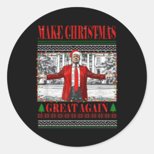 Grappig Papa's Home Trump Lelijke Kersttrui XM Ronde Sticker