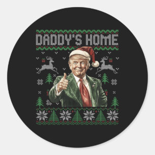 Grappig Papa's Home Trump Lelijke Kersttrui XM Ronde Sticker