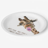 Grappig papier Borden Speelse Giraffe - aangepaste Papieren Bordje (Gekanteld)
