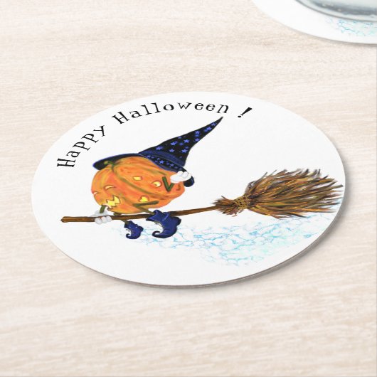 Grappig Papier Onderzetter Halloween Witch Pompoen (Gebogen)