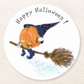 Grappig Papier Onderzetter Halloween Witch Pompoen (Voorkant)