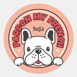 Grappig Pardon Mijn Franse Bulldog Roze Hond Frenc Ronde Sticker