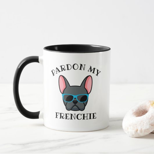 Grappig Pardon my Frenchie Blauwe Franse Bulldog Mok (Met donut)