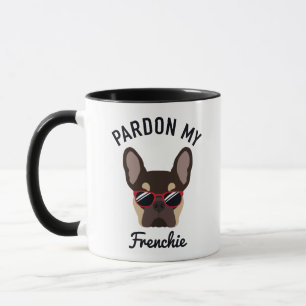 Grappig Pardon my Frenchie bruine en lichtbruine F Mok