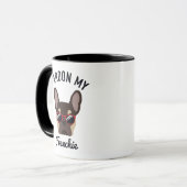 Grappig Pardon my Frenchie bruine en lichtbruine F Mok (Voorkant links)