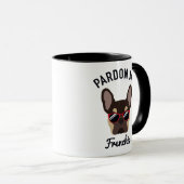 Grappig Pardon my Frenchie bruine en lichtbruine F Mok (Voorkant rechts)
