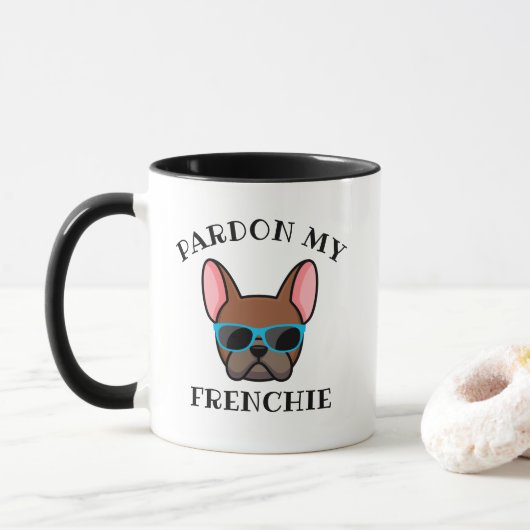 Grappig Pardon my Frenchie Rode Reu Franse Bulldog Mok (Met donut)
