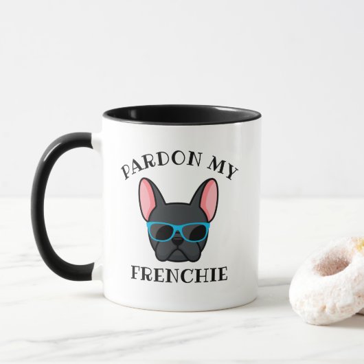 Grappig Pardon my Frenchie Zwarte Franse Bulldog Mok (Met donut)