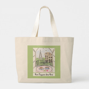Grappig Parijs en Eiffeltoren ALTIJD PARIJS Grote Tote Bag