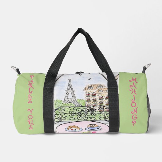 Grappig Parijs en Eiffeltoren MAHJONG Plunjezak (Voorkant)