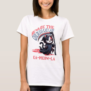 Grappig Pas op Kinderloze Kat Lady Kamala T-shirt