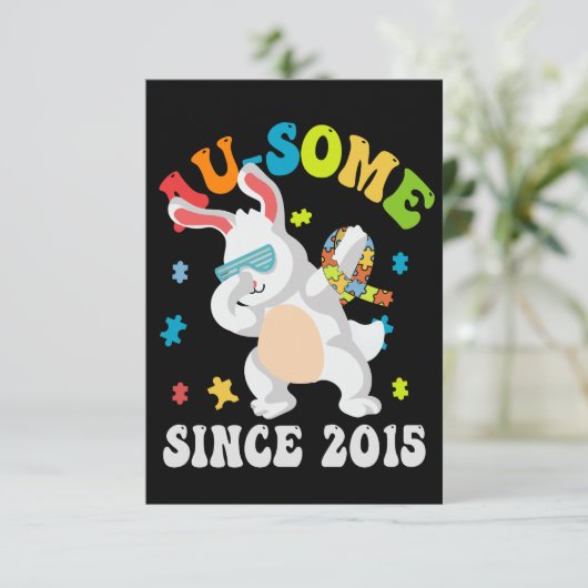 Grappig Pasen Dabbing Bunny Autisme Awareness 10th (Staand voorkant)