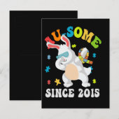Grappig Pasen Dabbing Bunny Autisme Awareness 10th Aankondigingskaart (Voorkant / Achterkant)