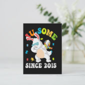 Grappig Pasen Dabbing Bunny Autisme Awareness 10th Aankondigingskaart (Staand voorkant)