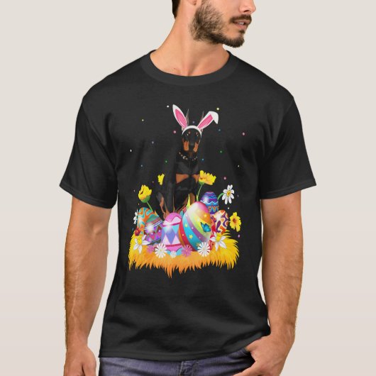 Grappig Pasen Ei Dobermann Hond Pasen Zondag T-shirt (Voorkant)