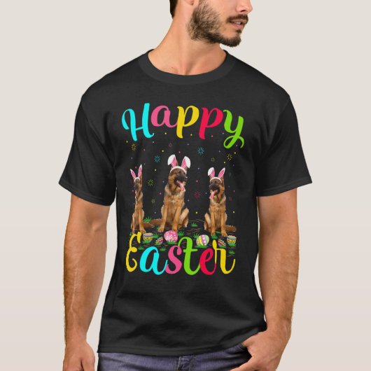 Grappig Pasen Ei Konijn Duitse Herdershond Gelukki T-shirt (Voorkant)