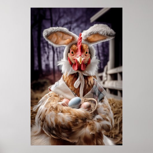 Grappig Pasen Kip Konijn Kostuum Poster (Voorkant)