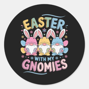 Grappig Pasen met mijn gnomen Happy Paasbroodje Ra Ronde Sticker