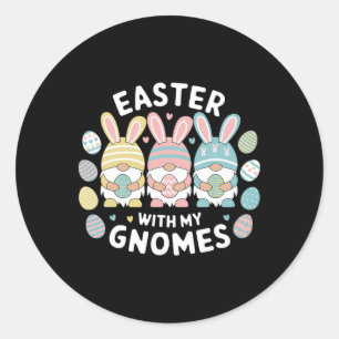 Grappig Pasen Met Mijn Gnomies Gelukkig Pasen Gnom Ronde Sticker