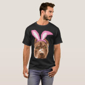 Grappig Pasen Pitbull Pitbull Konijnenoren Shirt (Voorkant volledig)