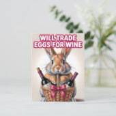 Grappig Pasen Wijn Konijn Ontwerp Feestdagenkaart (Staand voorkant)