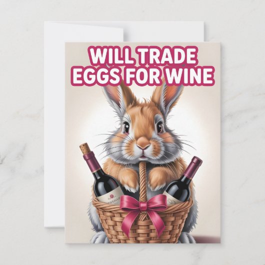 Grappig Pasen Wijn Konijn Ontwerp Feestdagenkaart (Voorkant)