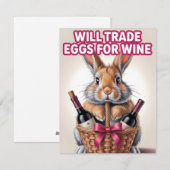 Grappig Pasen Wijn Konijn Ontwerp Feestdagenkaart (Voorkant / Achterkant)