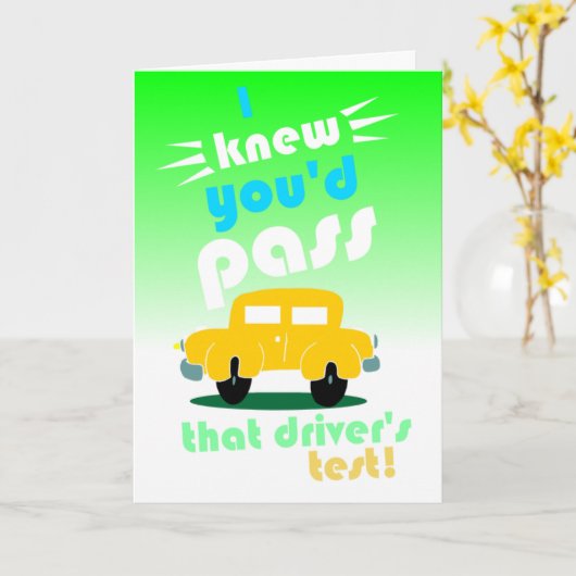 Grappig passeren drivers test gefeliciteerd kaart (Gele Bloem)