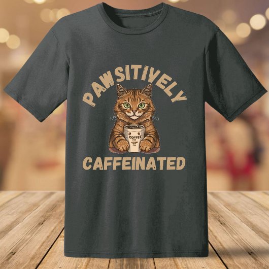 Grappig Passief Cafeïnehoudende met Kat en Koffie T-shirt