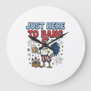 Grappig Patriotische Haan Vuurwerk Bier Shirt Ontw Grote Klok