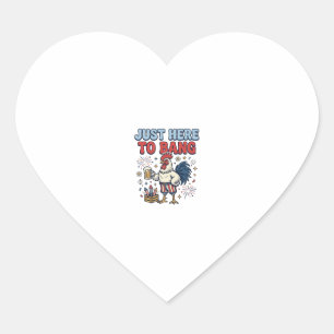 Grappig Patriotische Haan Vuurwerk Bier Shirt Ontw Hart Sticker