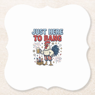 Grappig Patriotische Haan Vuurwerk Bier Shirt Ontw Kartonnen Onderzetters
