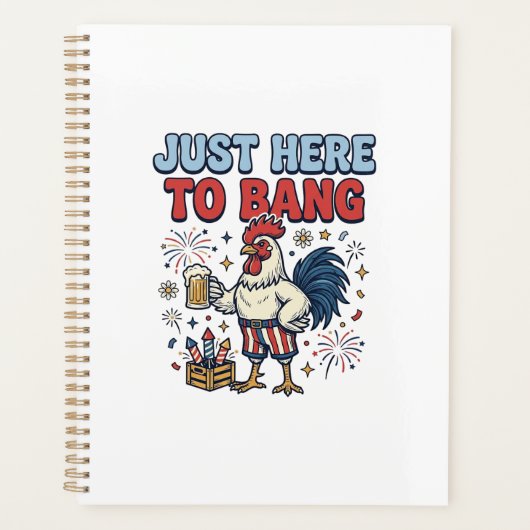 Grappig Patriotische Haan Vuurwerk Bier Shirt Ontw Planner (Voorkant)