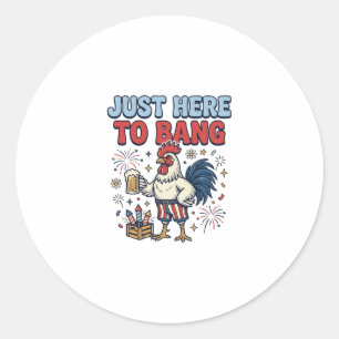 Grappig Patriotische Haan Vuurwerk Bier Shirt Ontw Ronde Sticker