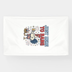 Grappig Patriotische Haan Vuurwerk Bier Shirt Ontw Spandoek