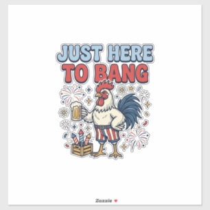 Grappig Patriotische Haan Vuurwerk Bier Shirt Ontw Sticker